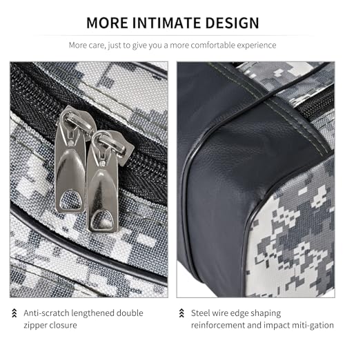 Portable 3 Layers Fishing Pole Bag Durable Oxford Folding Fishing Rod Reel Carry Case Tackle Storage Bag Case Waterproof Camouflage Travel Fishing Carrier (Grey Camouflage / 47in)