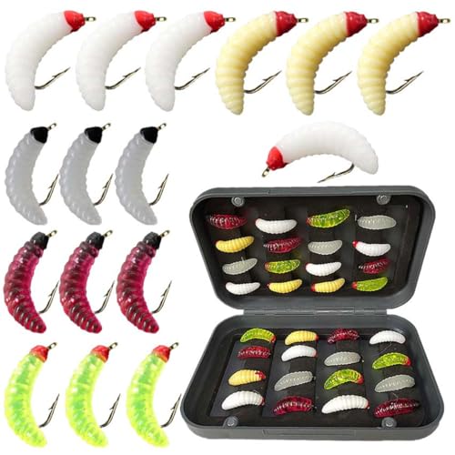 24Pcs Fly Fishing Flies Trout Lures Fishing Tackle Fly Fishing Flies with Boxed Trout Bass Artificial Fish Bait