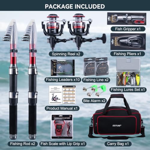 2 Pack Fishing Rod and Reel Combo with 900D Carrier Bag (C4 / 9 FT)