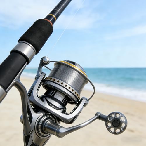 Heavy Duty Spinning Reel Metal Body with CNC Machined Spool 55LB Max Drag 8+1 BB Ultra Smooth 4.6 (MQ10000 / Large)