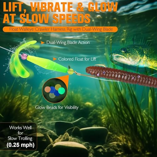 Crawler Harness Walleye Rigs with Dual (Gold-Octopus Hooks- #2)