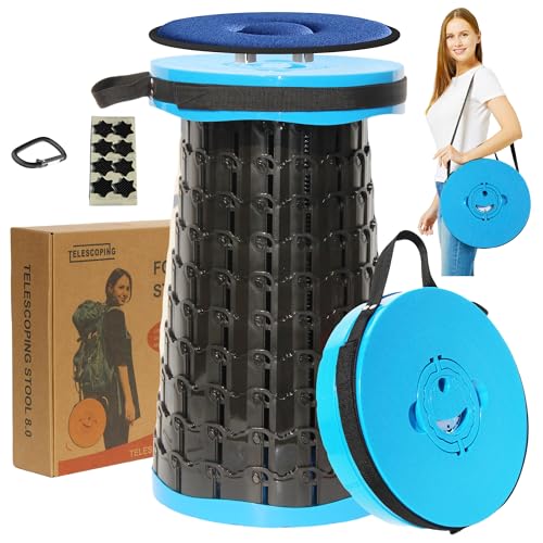 Upgraded Telescoping Stool Collapsible Stool with Cushion & Carry Bag