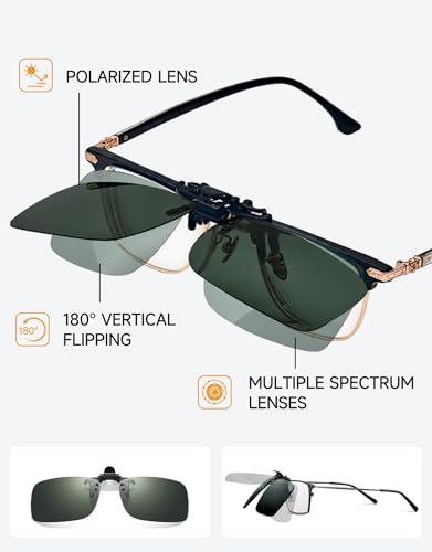 Polarized Clip on Sunglasses for Prescription Glasses Men Women UV400 Flip Up Sun Glasses for Driving Reading Fishing