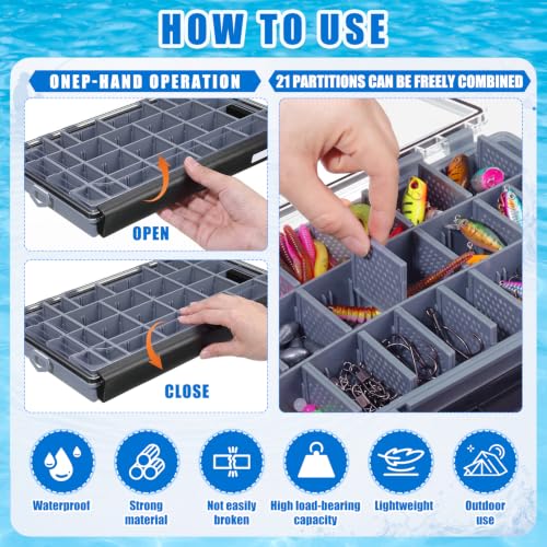 6 Pack 3700 Fishing Tackle Boxes Waterproof (Black / 3700)
