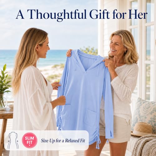 Women's UPF 50+ Dress with Hood (Sky / Large)