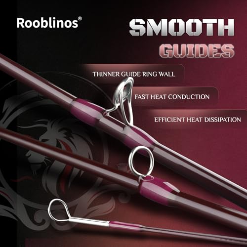 ROOBLINOS 9ft Fast Action Fly Fishing Rod 4 Piece Carbon Fiber Fly Rod with Hard Tube Lightweight & Sensitive for Trout Bass & Stream Freshwater Fishing