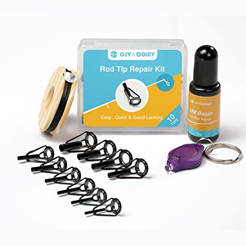 Fishing Rod Tip Repair Kit with Glue (UV-Glue-Kit / 10 Tips)
