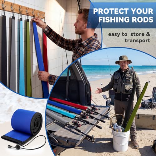 6 Pack Neoprene Fishing Rod Sleeves (65" / Solid Color)