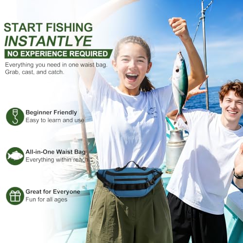 Khaki Fishing Waist Fanny Pack with Fishing Scale