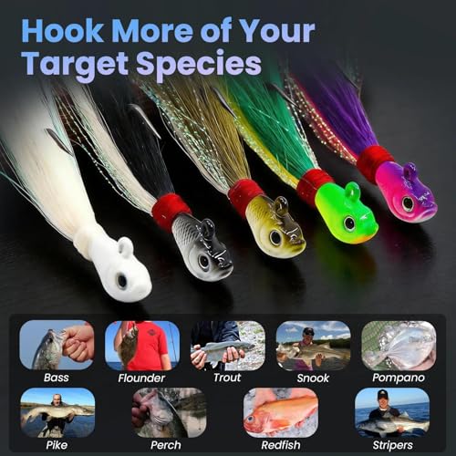 Bucktail Jigs 3Pcs Hair Jig Lure Hooks (pink purple / 2oz_3pcs)