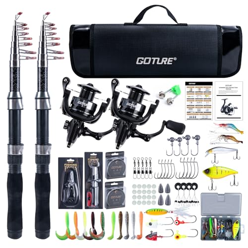2 Pack Fishing Rod and Reel Combo with Carrier Bag (B1 / 7.5 FT)