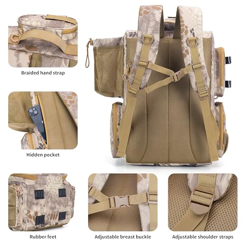 Fishing Tackle Backpack with Rod Holders (Camouflage Khaki)