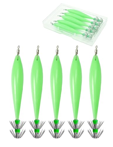Luminous Squid Jig Saltwater Squid Lure 5pcs