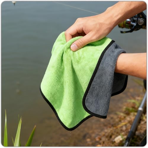 9 Pack Mixed Color Fishing Towels with Clips & Zinger Retractors (9pcs-mixed Color)