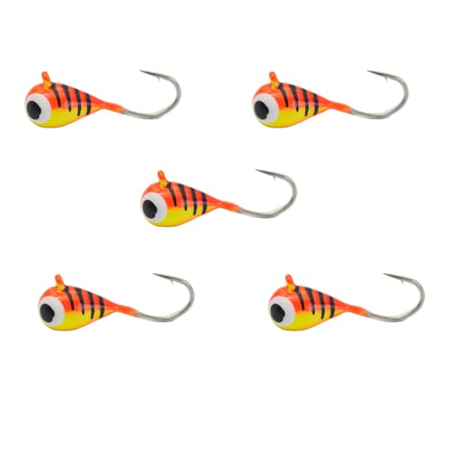 Tungsten Ice Fishing Jig Set Ice Fishing Lures (Chart Glow Orange Tiger / 3MM, 1/60 OZ)