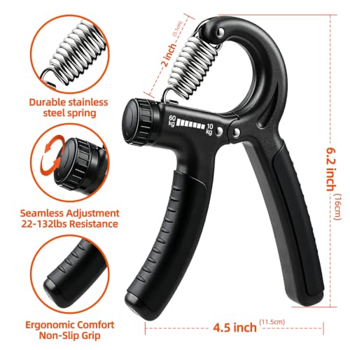 Hand Grip Strengthener Set Resistance Gripper for Forearm Training Adjustable Carpal Tunnel Rehab