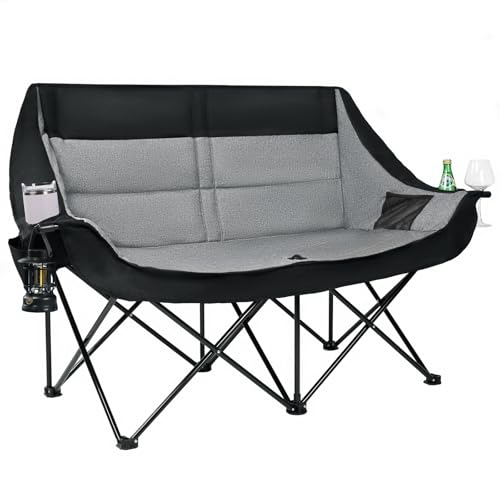 Double Camping Chair 2 Person Loveseat (Loveseat Grey)