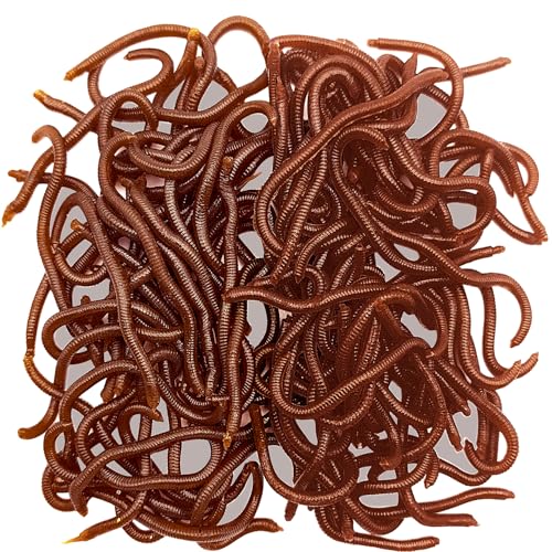 100 Pcs 3.3inch Soft Worms Fishing Lure Baits (Brown)