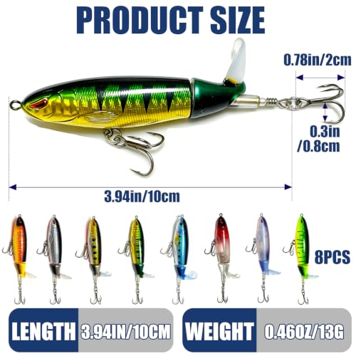 Topwater Fishing Lures with Rotating Tail (8PCs)