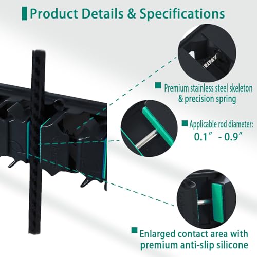 Vertical Fishing Rod Holder Wall Mount (Z- Green 2-Pack)