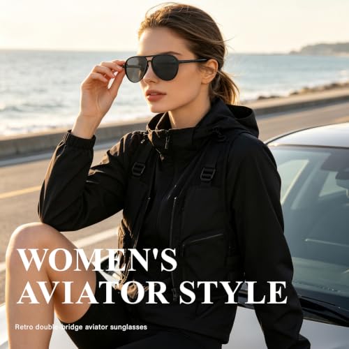 Women's Polarized Aviator Sunglasses Sport Style for Running Pickleball UV Protection Tangle