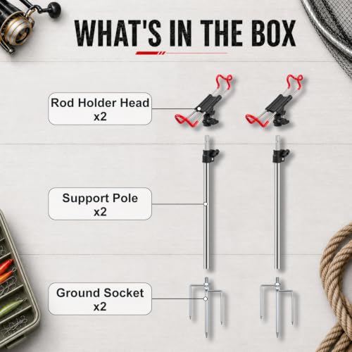 2 Pack Rod Holder for Ground (34.64")