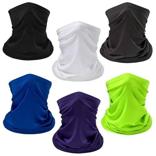 6 Pack UPF 50+ Neck Gaiter Breathable Quick Dry Outdoor Face Mask (6-pack: Collection C)