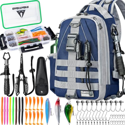 Fishing Tackle Backpack with Tackle Boxes Rod Holder Fishing Bag