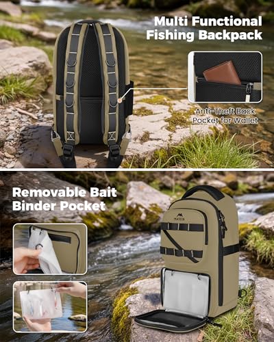 Boys Fishing Sling Bag (Khaki & Black / 14.1 X 8.7 X 5.7 inches)