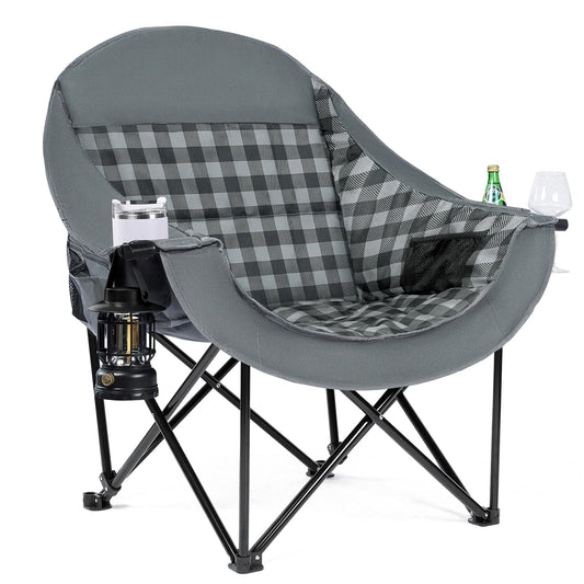 Oversized Camping Chair for Adults (Plaid)