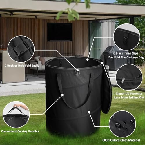 Pop Up Camping Trash Can (Black)