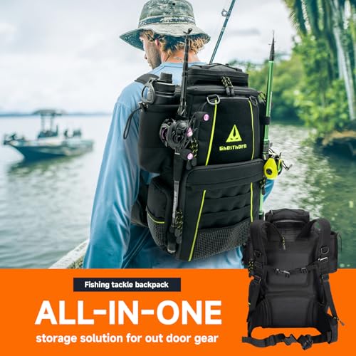 43L Fishing Tackle Backpack with 4 Tackle Boxes & Rod Holder
