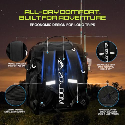 Waterproof Fishing Backpack with Tackle Boxes (Medium (40 L) - Black)