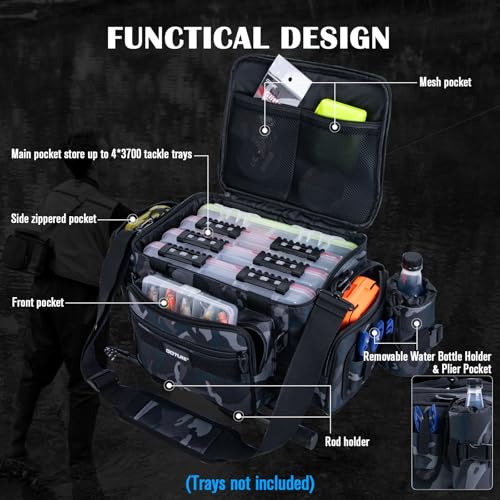 Fishing Tackle Bag (A3:Camo(Without Trays-17.72"x11.81"x9.45") / Medium)