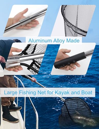 Large Rubber Fishing Net Heavy Duty Extra Large Landing Net with Telescoping Handle