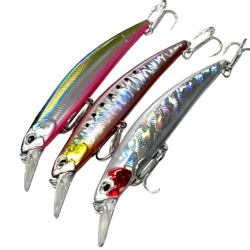 3pcs Iridescent Minnow Fishing Lures Set