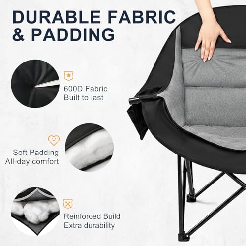 Oversized Camping Chairs 2 Pack (Grey-2 Pack)