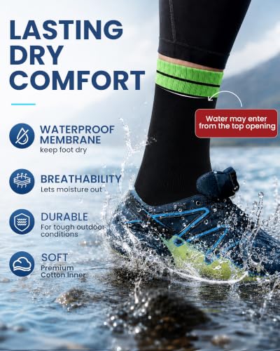 Waterproof Socks for Men (Large / Black/Green)