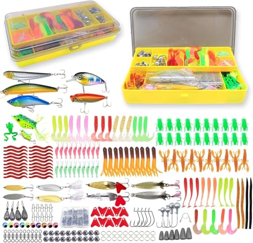 Fishing Lures Kit Assorted Baits with Portable Tackle Box