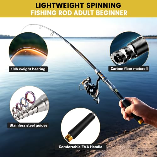 Fishing Pole Kit 7FT Adult with Telescopic Handle (Changeable 7FT/2.1M)