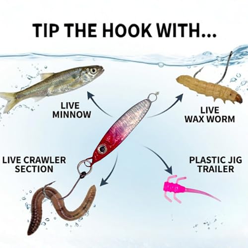 5 - Pack - Spoon Lure, Jigging Lure, Vertical Jigging, Ice Fishing, Freshwater Fishing, Great for Crappie, Sunfish, Perch, Walleye, and Pike - Metal (Medium / 5g) (medium / 5g)