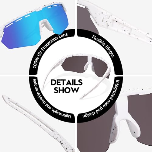 Kids Sunglasses Youth Baseball Sun Glasses for Boys Girls Cycling Sports UV400 Protection Goggles Ages 3 (3pack-white/Blue+blue/Pink+black/Blue)