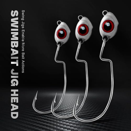 Fish Eye Swimbait Jig Heads (Red 12/20pc / 1/8-3/0)