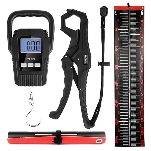 Fishing Tool Kit with Fish Gripper (Black, 3-in-1 Kit)