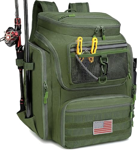 45L Fishing Backpack with Rod Holders & Built
