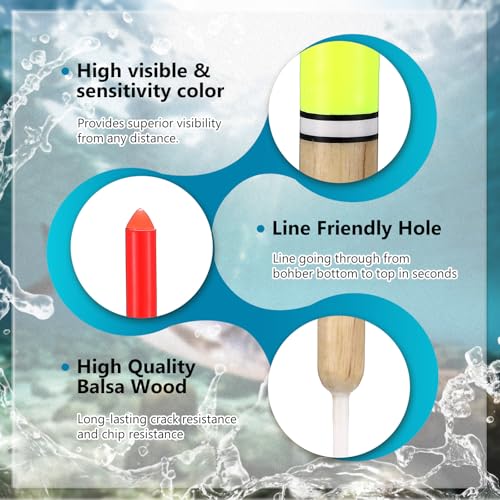 12 Pcs Fishing Float Slip Bobber Wood (Z-1,Z-21,Z-3,Z-4,Z-5,Z-6)