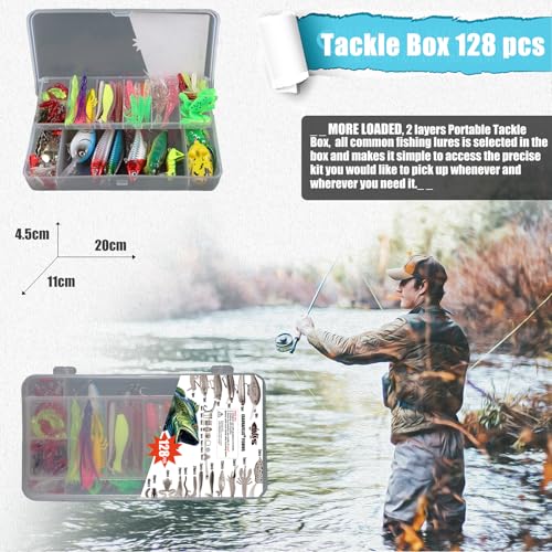 Soft Silicone Fishing Baits Kit (128 pcs)