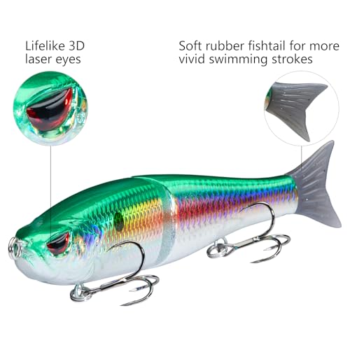 SwimShad Glide Baits Jointed Swimbait Bass Pike Salmon Trout Muskie Fishing Lure (Gizzard Shad / 7in/2.2oz)