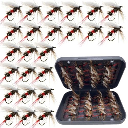 24Pcs Fly Fishing Flies Trout Lures Fishing Tackle Fly Fishing Flies with Boxed Trout Bass Artificial Fish Bait