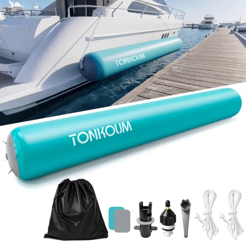 6.5FT 10FT Heavy Duty Inflatable Boat Fenders (Lake Blue - Gray / 6.5' x 14")